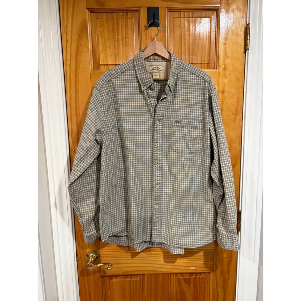 Eddie Bauer Plaid Button Down Shirt Men’s Large Cotton Long Sleeve Outdoors